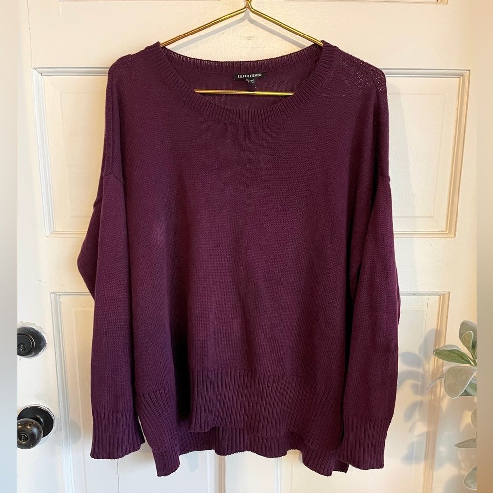 New Eileen Fisher, dark purple crewneck sweater